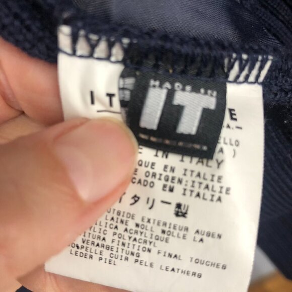 Versace JEANS‎ COUTURE VTG Wool Blend Knit Suede Leather Navy Jacket Sz S - Picture 13 of 16